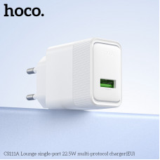 Мережевий зарядний пристрій з кабелем HOCO CS111A Lounge single-port 22.5W multi-protocol charger White (6942007680356)