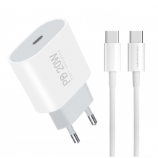 Мережевий зарядний пристрій з кабелем WUW-T79L PD 20W USB C charger with type c to type c cable (T79CL)