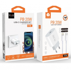 Мережевий зарядний пристрій з кабелем WUW-T79L PD 20W USB C charger with type c to type c cable (T79CL)