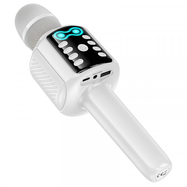 Портативна колонка-мікрофон HOCO L24 Shine karaoke microphone 5W White (6942007673778)