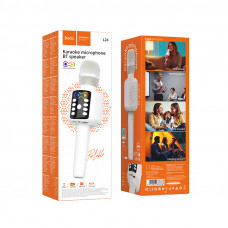 Портативна колонка-мікрофон HOCO L24 Shine karaoke microphone 5W White (6942007673778)