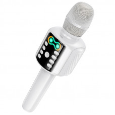 Портативна колонка-мікрофон HOCO L24 Shine karaoke microphone 5W White (6942007673778)