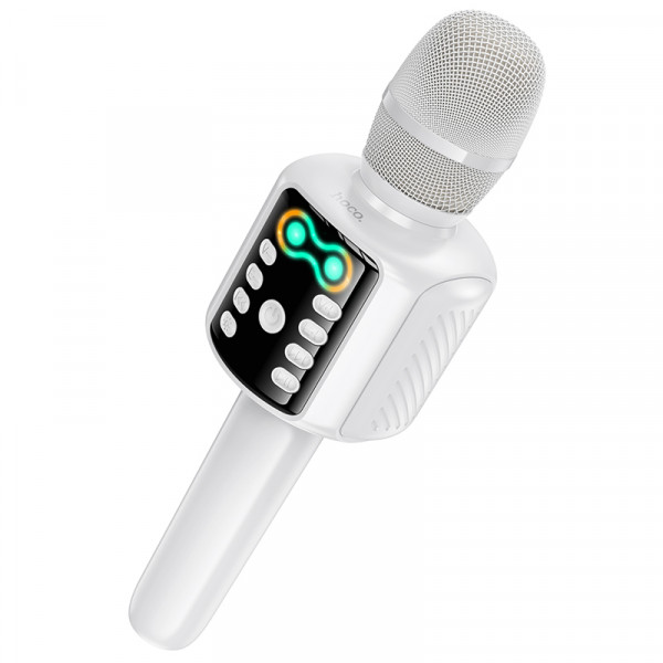 Портативна колонка-мікрофон HOCO L24 Shine karaoke microphone 5W White (6942007673778)