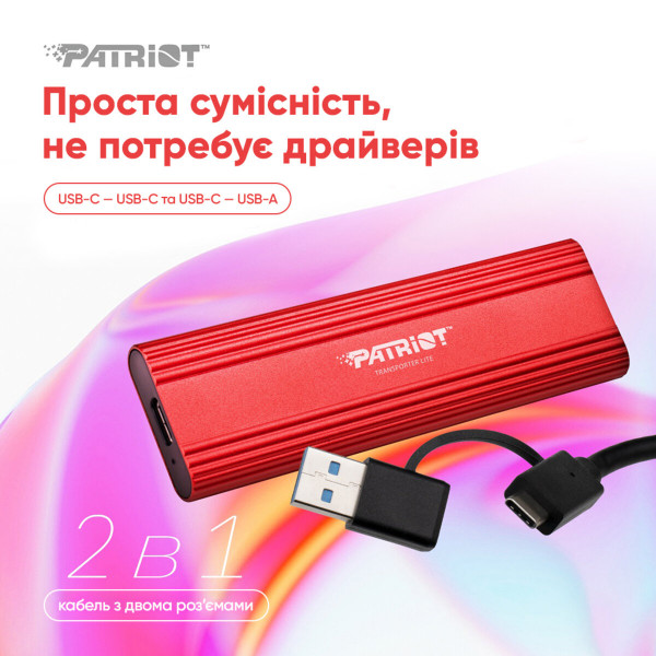 Портативний SSD Patriot Transporter Lite 1TB Red Type-C