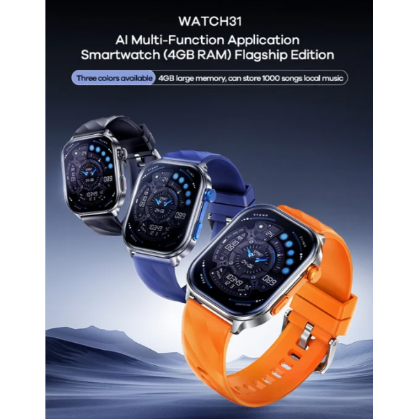 Смарт-годинник REMAX AI WATCH 31 (4GB RAM) 51mm. 400 mAh. IP68 Blue (6954851259770)