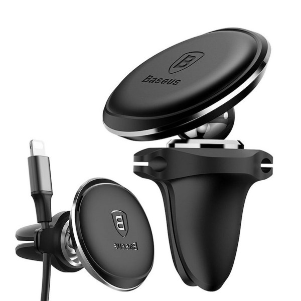 Тримач для мобільного Baseus Magnetic Car Mount Phone Holder with Cable Clip Air Vent Version Cluster Black