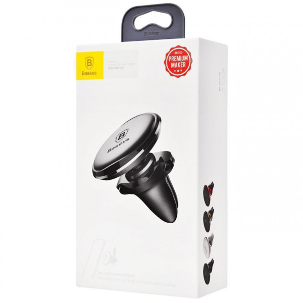 Тримач для мобільного Baseus Magnetic Car Mount Phone Holder with Cable Clip Air Vent Version Cluster Black