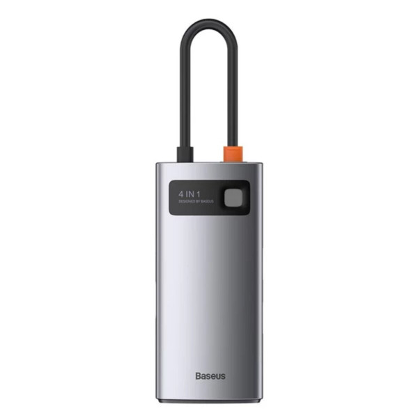 USB-хаб Baseus Metal Gleam Series 4-in-1 Multifunctional Type-C HUB Docking Station Gray（Type-C to HDMI*1+USB3.0*1+USB2.0*1+PD*1）