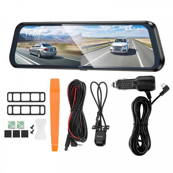 Відеореєстратор HOCO DV16 9.66-inch streaming media driving recorder(dual-channel with rear camera) Black (6942007664219)