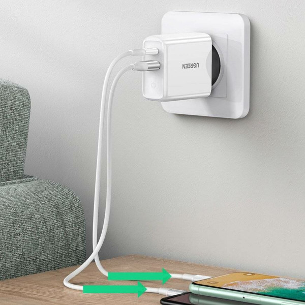 Зарядний пристрій UGREEN CD170 38W USB-C Wall Charger EU (Білий) (UGR-60468)