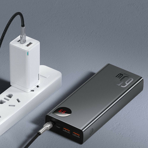 Зовнішній акумулятор Baseus Adaman Metal Digital Display Quick Charge Power Bank 20000mAh 65W Чорний