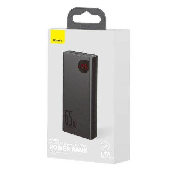 Зовнішній акумулятор Baseus Adaman Metal Digital Display Quick Charge Power Bank 20000mAh 65W Чорний