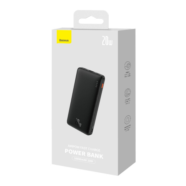 Зовнішній акумулятор Baseus Airpow Fast Charge Power Bank 10000mAh 20W Black