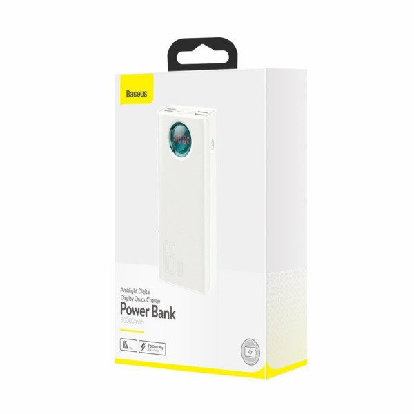 Зовнішній акумулятор Baseus Amblight Digital Display Quick Charge Power Bank 30000mAh 65W White