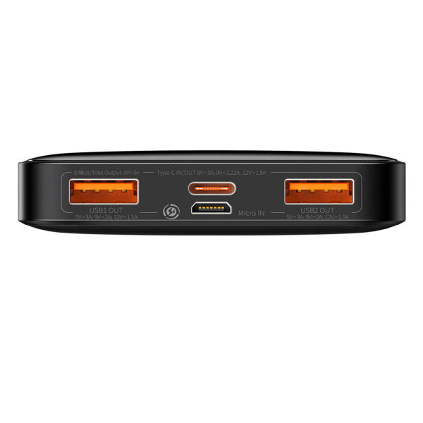 Зовнішній акумулятор Baseus Bipow Digital Display Fast Charge Power Bank 10000mAh 20W Чорний