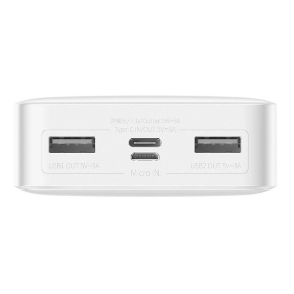 Зовнішній акумулятор Baseus Bipow Digital Display Power Bank 20000mAh 15W White