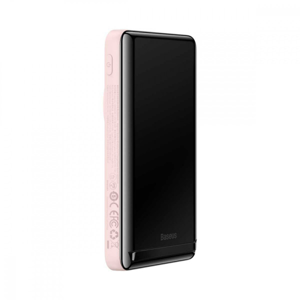 Зовнішній акумулятор Baseus Magnetic Bracket Wireless Fast Charge Power Bank 10000mAh 20W Pink (With cable Type-C to Type-C 60W（20V/3A)