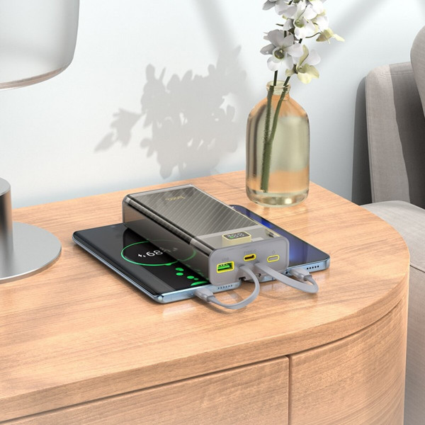 Зовнішній акумулятор HOCO J104A Discovery edition 22.5W fully compatible power bank with cable(20000mAh) Gray