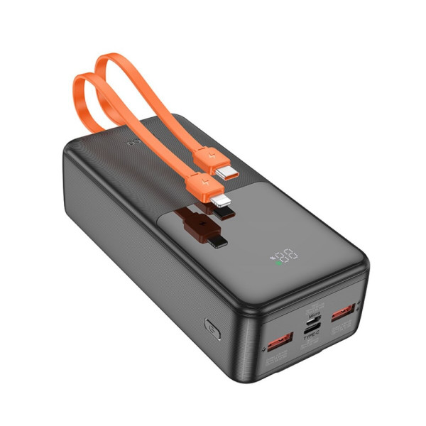 Зовнішній акумулятор HOCO J119B Sharp charger 22.5W+PD20 fully compatible power bank with digital display and cable(30000mAh) Black