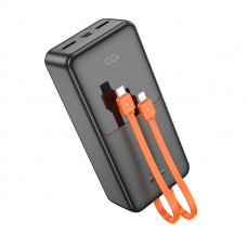 Зовнішній акумулятор HOCO J119B Sharp charger 22.5W+PD20 fully compatible power bank with digital display and cable(30000mAh) Чорний