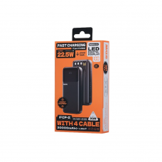 Зовнішній акумулятор REMAX 20W+22.5W with 3 Fast Charging Cable Power Bank 20000mAh FCP-2 Black (6954851247005)