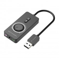 Адаптер Vention USB 2.0 External Stereo Sound Adapter with Volume Control 0.15M Чорний ABS Type (CDRBB)