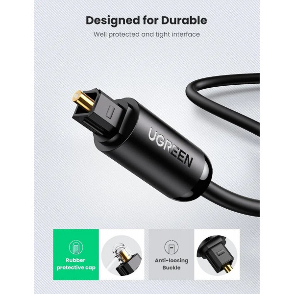 Аудіо кабель UGREEN AV122 Toslink Optical Audio Cable 2m (Чорний)(UGR-70892)