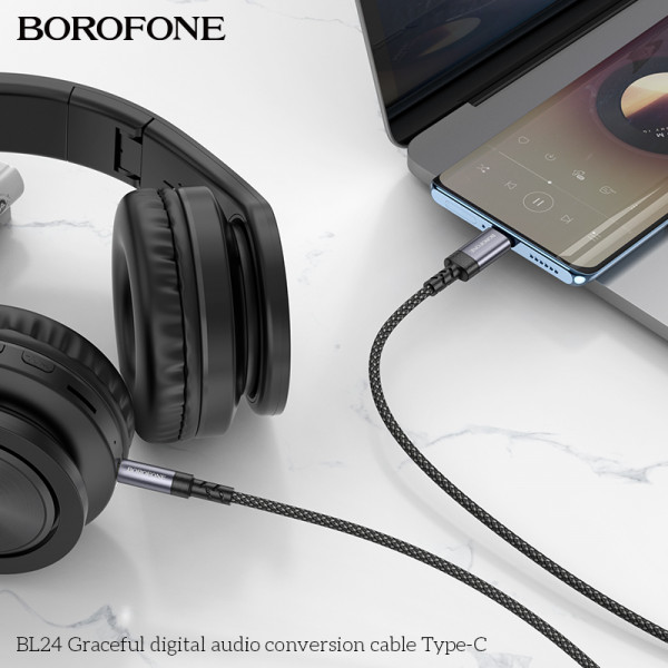 Аудіокабель BOROFONE BL24 Graceful digital audio conversion cable Type-C Metal Grey (6941991118982)
