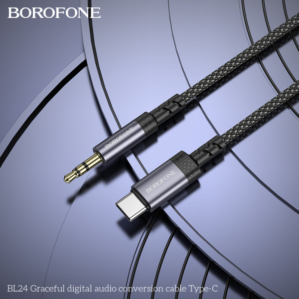 Аудіокабель BOROFONE BL24 Graceful digital audio conversion cable Type-C Metal Grey (6941991118982)