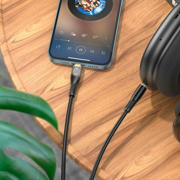 Аудіокабель HOCO UPA25 Transparent Discovery Edition Digital audio conversion cable iP Чорний