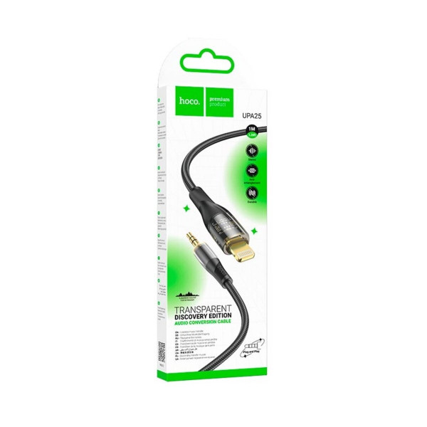 Аудіокабель HOCO UPA25 Transparent Discovery Edition Digital audio conversion cable iP Чорний