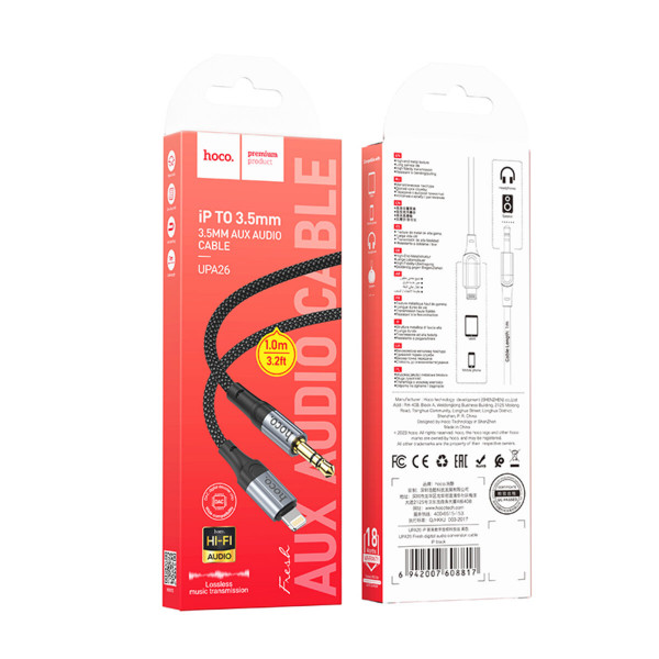 Аудiокабель HOCO UPA26 Fresh digital audio conversion cable iP Black