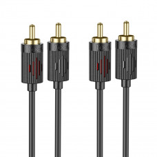 Аудiокабель HOCO UPA29 dual RCA red and білий double lotus audio cable Чорний
