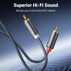 Аудіокабель UGREEN AV104, 2RCA Male to 2RCA Male, ABS, 5m Black (UGR-10520)