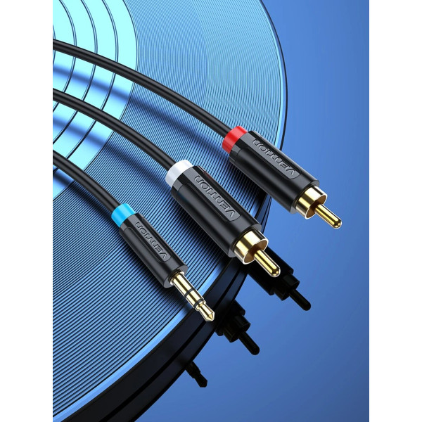 Аудіокабель Vention 3.5MM Male to 2-Male RCA Adapter Cable 1M Чорний (BCLBF)