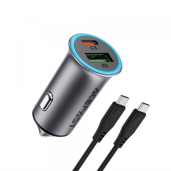 Автомобільний зарядний пристрій ACEFAST B16 95W (USB-A+USB-C) dual port metal car charger set (P5) Metal Gray (6974316285304)