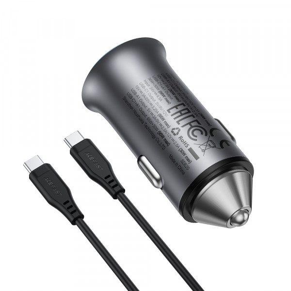 Автомобільний зарядний пристрій ACEFAST B16 95W (USB-A+USB-C) dual port metal car charger set (P5) Metal Gray (6974316285304)