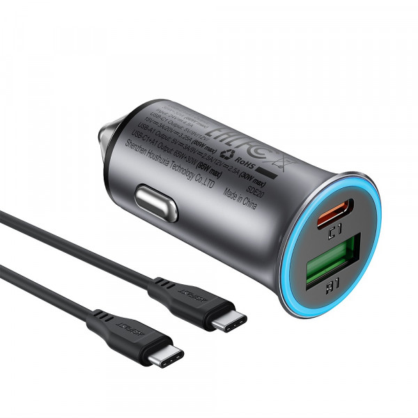 Автомобільний зарядний пристрій ACEFAST B16 95W (USB-A+USB-C) dual port metal car charger set (P5) Metal Gray (6974316285304)