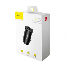 Автомобільний зарядний пристрій Baseus Square metal A+A 30W Чорний