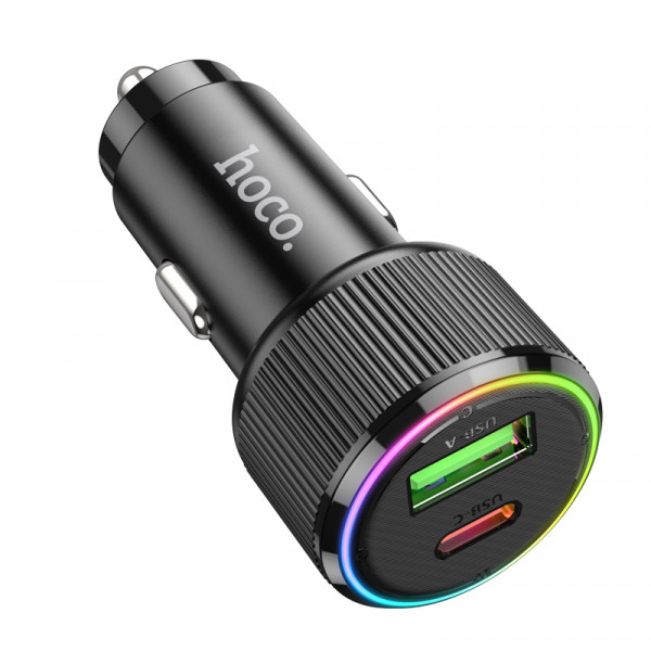 Автомобільний зарядний пристрій HOCO NZ14A Guerrero PD20W+QC3.0 car charger Black (6942007620437)