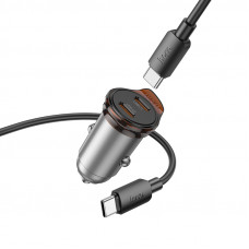 Автомобільний зарядний пристрій HOCO NZ16B Rigorous PD45W(2C) car charger set(C to C) metal grey (6942007644792)