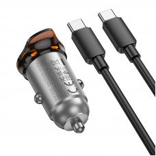 Автомобільний зарядний пристрій HOCO NZ16B Rigorous PD45W(2C) car charger set(C to C) metal grey (6942007644792)
