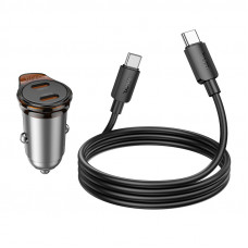 Автомобільний зарядний пристрій HOCO NZ16B Rigorous PD45W(2C) car charger set(C to C) metal grey (6942007644792)