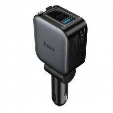 Автомобільний зарядний пристрій HOCO Z67A Triunfar PD60W(1C1A)+Type-C/iP car charger with dual telescopic cable and digital display dark Metal Gray (6942007680844)