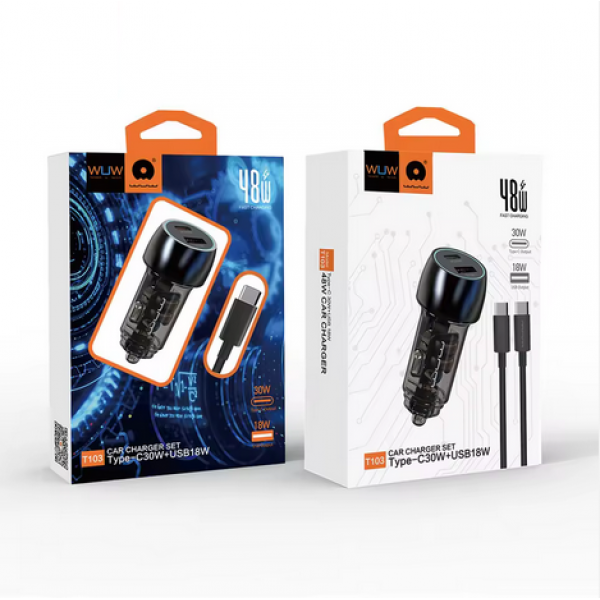 Автомобільний зарядний пристрій WUW-T103C PD 30W +QC 3.0 18W black (6978749570440)