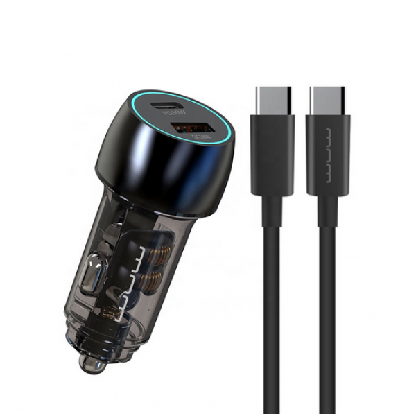 Автомобільний зарядний пристрій WUW-T103C PD 30W +QC 3.0 18W black (6978749570440)