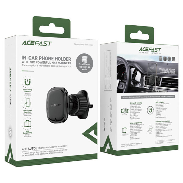 Автотримач для телефона ACEFAST D34 air outlet magnetic car holder Чорний