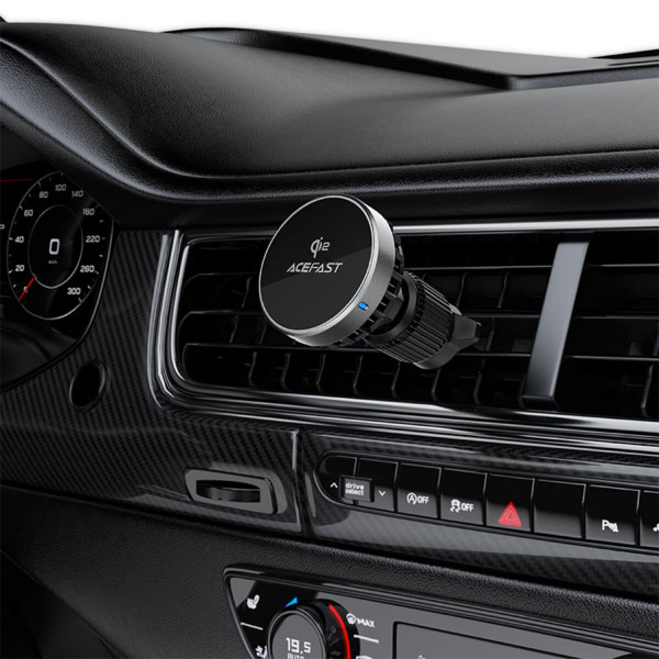 Автотримач для телефона ACEFAST D40 Qi2 Magnetic Wireless Charging car holder with Ice Cooling for air vent Metal gray