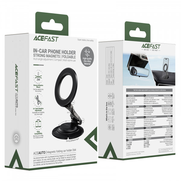 Автотримач для телефона ACEFAST D64 magnetic folding car holder, Black (6974316286332)