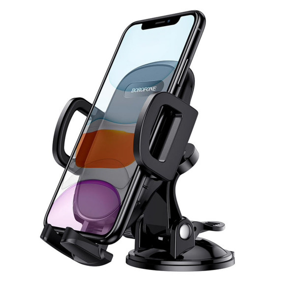 Автотримач для телефона BOROFONE BH37 Route push type suction cup car holder Чорний